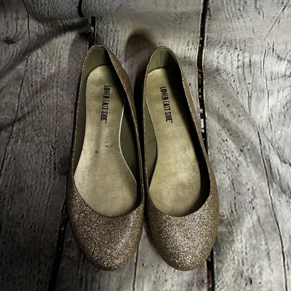 5/$20 Lower East Side‎ Women’s Gold Glitter Ballet Fairycore Flats Shoes Size 8W
